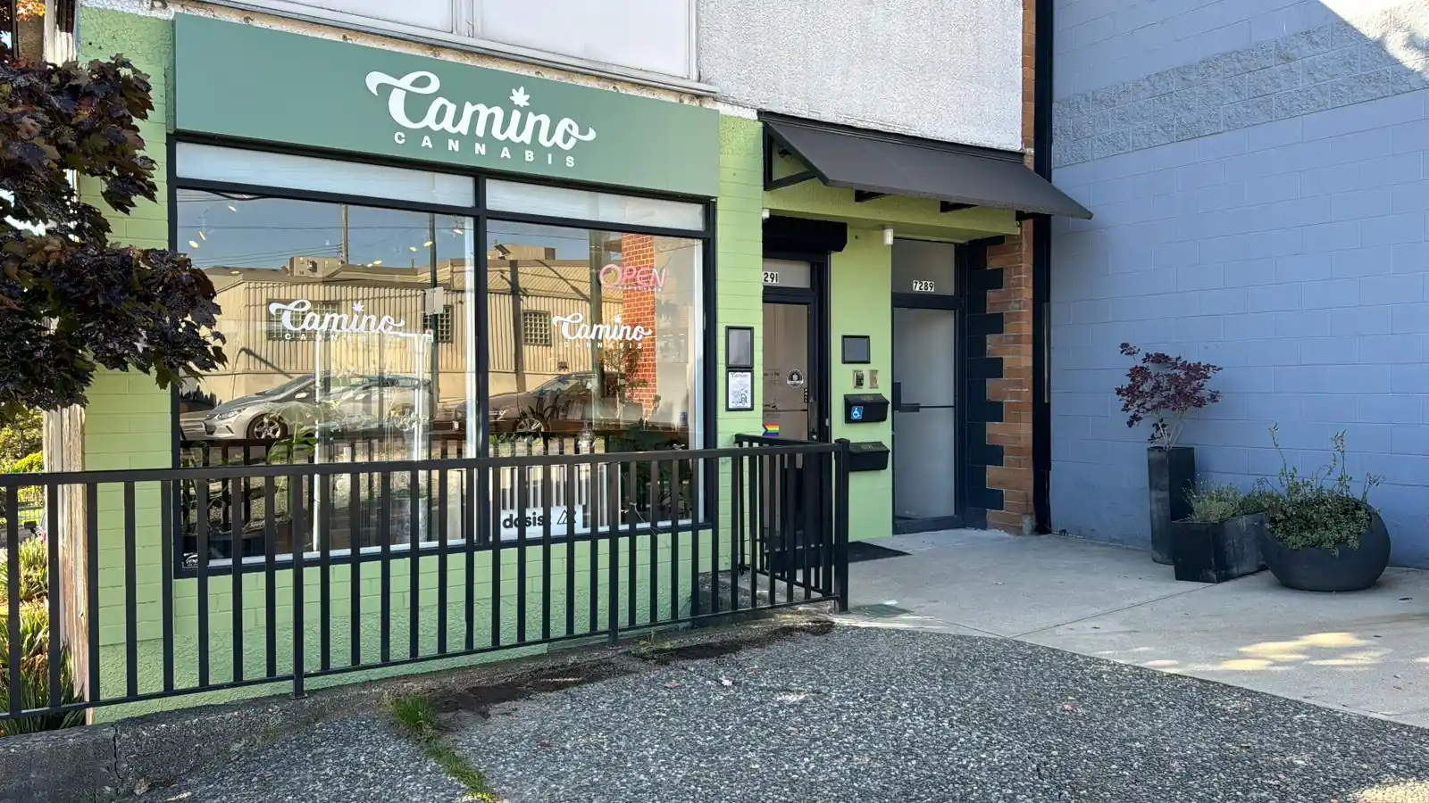 Camino Cannabis storefront at 7291 Fraser Street, Vancouver